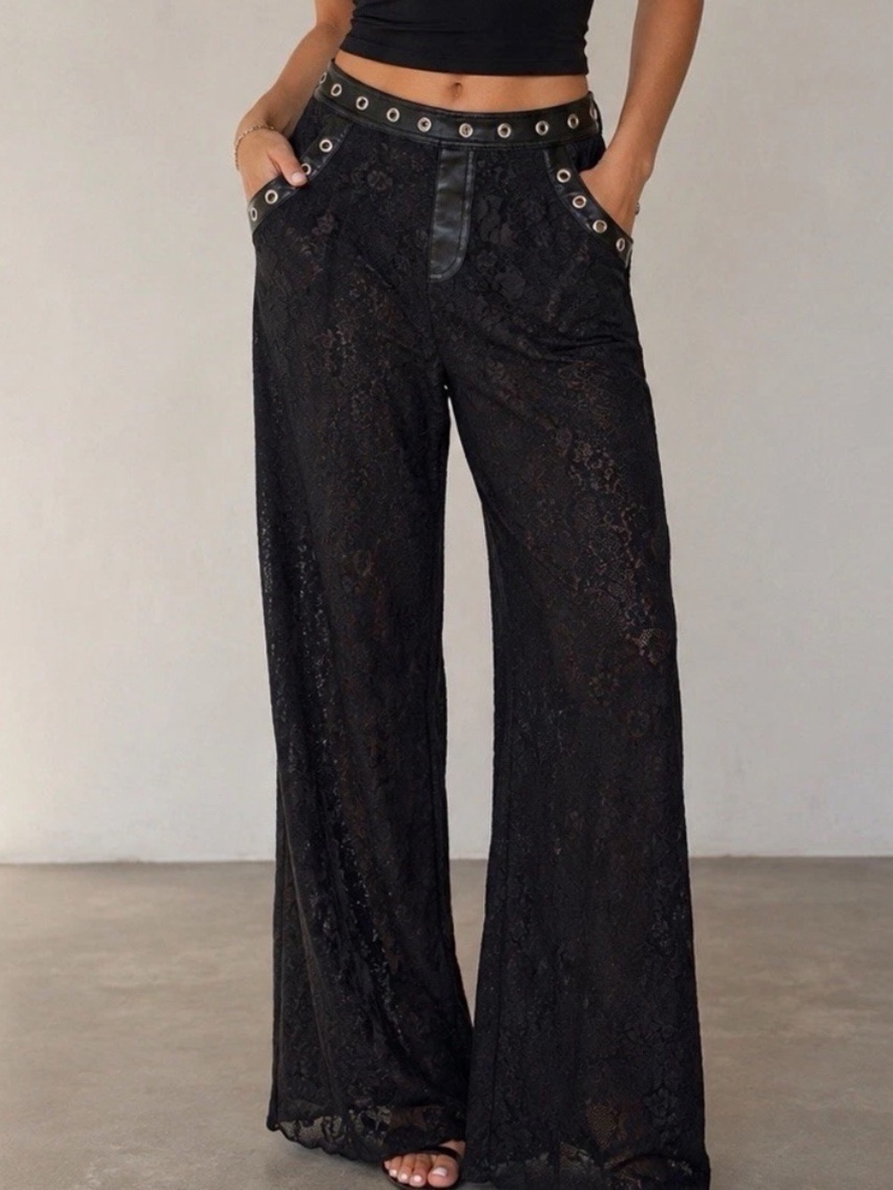NWT WeWoreWhat Lace Wide Leg Pants